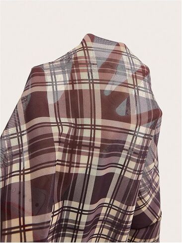 Verdusa Women's Plaid Print Bow Tie Mesh Mini Dress Spaghetti Strap Cami Dresses in Saudi Arabia