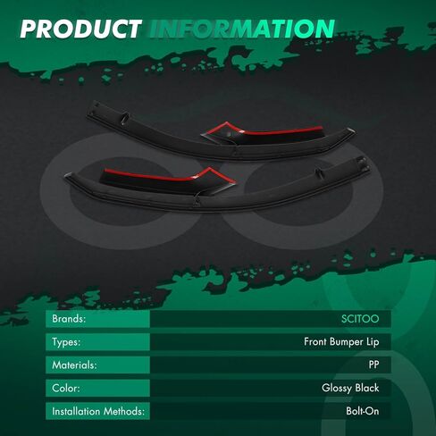 SCITOO Plastic Front Lip Spoiler Fits for 2014-2018 for Mazda for 3 Axela Glossy Black Front Bumper Lip in Kuwait