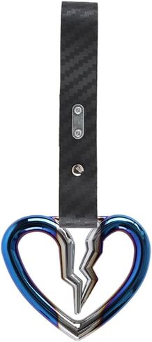 Q1-TECH, JDM Tsurikawa Ring Japanese Subway Train Bus Car Handle Cute Broken Heart Handle Hand Strap Rear Front Bumper Warning Rings Drift Charm Drift Car Accessory (Burnt Blue/Carbon Strap) in Saudi Arabia