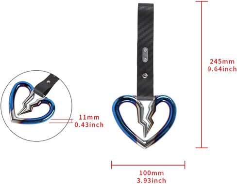 Q1-TECH, JDM Tsurikawa Ring Japanese Subway Train Bus Car Handle Cute Broken Heart Handle Hand Strap Rear Front Bumper Warning Rings Drift Charm Drift Car Accessory (Burnt Blue/Carbon Strap) in Saudi Arabia