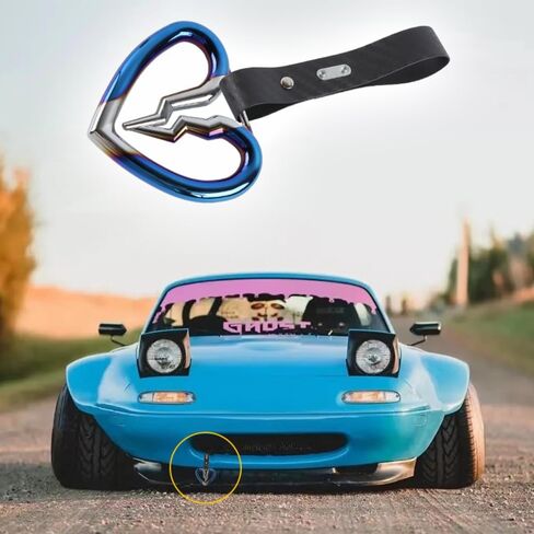 Q1-TECH, JDM Tsurikawa Ring Japanese Subway Train Bus Car Handle Cute Broken Heart Handle Hand Strap Rear Front Bumper Warning Rings Drift Charm Drift Car Accessory (Burnt Blue/Carbon Strap) in Saudi Arabia