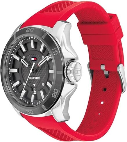 ساعة Tommy Hilfiger Windsurf للرجال كوارتز 3H - ساعة عصرية متميزة مع سيليكون متين - مقاومة للماء حتى 5 ATM/50 مترًا | 49 ملم (موديل 1792136) in Kuwait
