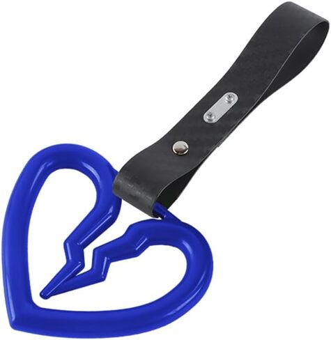 Q1-TECH, JDM Tsurikawa Ring Japanese Subway Train Bus Car Handle Cute Broken Heart Handle Hand Strap Rear Front Bumper Warning Rings Drift Charm Drift Car Accessory (Burnt Blue/Carbon Strap) in Saudi Arabia