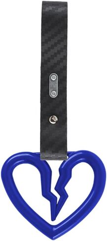 Q1-TECH, JDM Tsurikawa Ring Japanese Subway Train Bus Car Handle Cute Broken Heart Handle Hand Strap Rear Front Bumper Warning Rings Drift Charm Drift Car Accessory (Burnt Blue/Carbon Strap) in Saudi Arabia