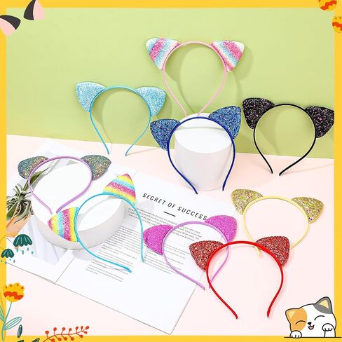 18 Pcs Cat Ears Headband Cheetah Ears Hair Accessories for Halloween Birthday Cosplay Party Decor Supplies in Saudi Arabia