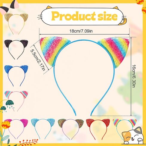 18 Pcs Cat Ears Headband Cheetah Ears Hair Accessories for Halloween Birthday Cosplay Party Decor Supplies in Saudi Arabia