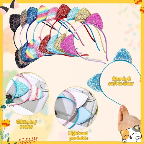 18 Pcs Cat Ears Headband Cheetah Ears Hair Accessories for Halloween Birthday Cosplay Party Decor Supplies in Saudi Arabia