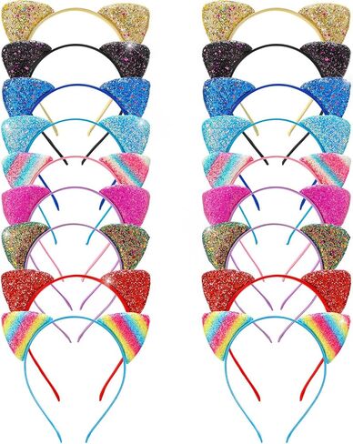 18 Pcs Cat Ears Headband Cheetah Ears Hair Accessories for Halloween Birthday Cosplay Party Decor Supplies in Saudi Arabia