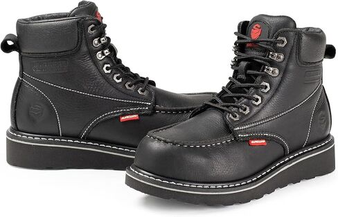 أحذية SUREWAY للرجال شديدة التحمل ناعمة / مركبة / فولاذية عند أصابع القدم للرجال - مريحة، Goodyear Welt، جلد محبب بالكامل، أحذية / أحذية بناء بمقدمة 6 بوصات، مقاومة للماء عند أصابع القدم الناعمة باللون البني الفاتح، مقاس 13 in Kuwait