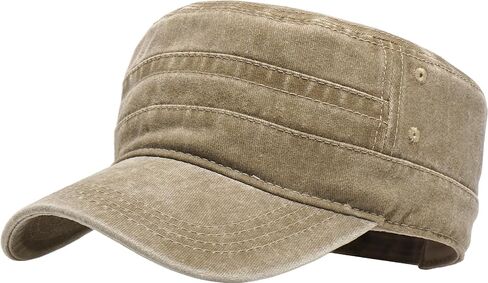 Unisex Cadet Army Caps Cotton Flat Top Cap Washed Military Hat Baseball Cap in Saudi Arabia