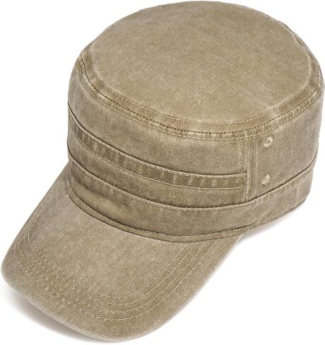 Unisex Cadet Army Caps Cotton Flat Top Cap Washed Military Hat Baseball Cap in Saudi Arabia