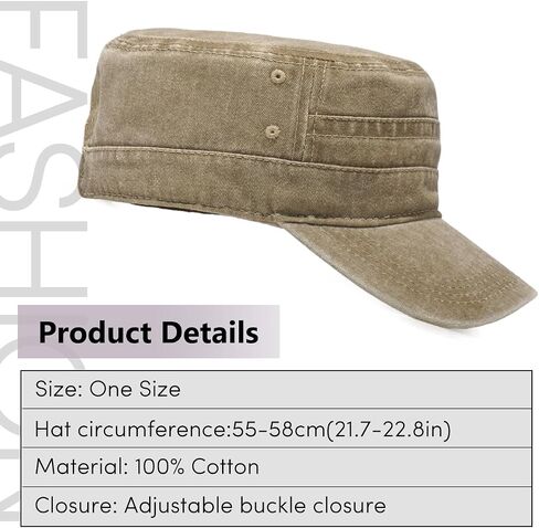 Unisex Cadet Army Caps Cotton Flat Top Cap Washed Military Hat Baseball Cap in Saudi Arabia