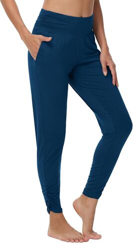 WiWi Womens Yoga Pants with Pockets - Viscose from Bamboo High-Waist Joggers Sweatpants Lounge Pajama Bottoms S-XXL in Kuwait