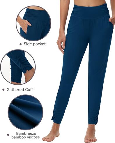 WiWi Womens Yoga Pants with Pockets - Viscose from Bamboo High-Waist Joggers Sweatpants Lounge Pajama Bottoms S-XXL in Kuwait