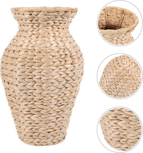 مزهرية Alipis Rattan، سلة حامل نباتات منسوجة على الطراز الريفي، مزهرية زهرة ريفية، مزهرية زهرة مجففة منسوجة يدويًا، سلة منسوجة، منظم زهور لديكور منزل الزفاف in Kuwait