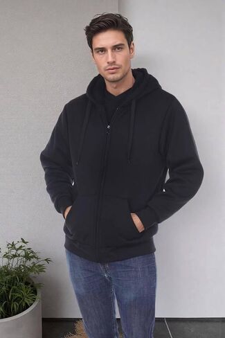 Hoodies for Men Winter Warm Heavyweight Sherpa Lined Fleece Zip Up Hoody Jacket in Saudi Arabia