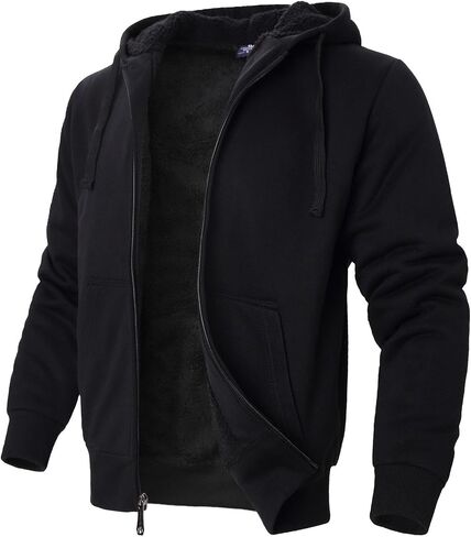 Hoodies for Men Winter Warm Heavyweight Sherpa Lined Fleece Zip Up Hoody Jacket in Saudi Arabia