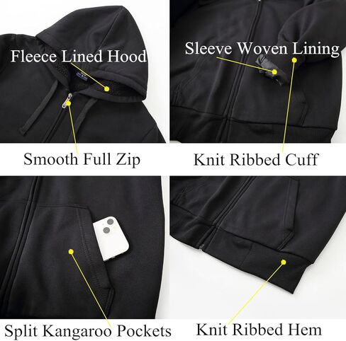 Hoodies for Men Winter Warm Heavyweight Sherpa Lined Fleece Zip Up Hoody Jacket in Saudi Arabia