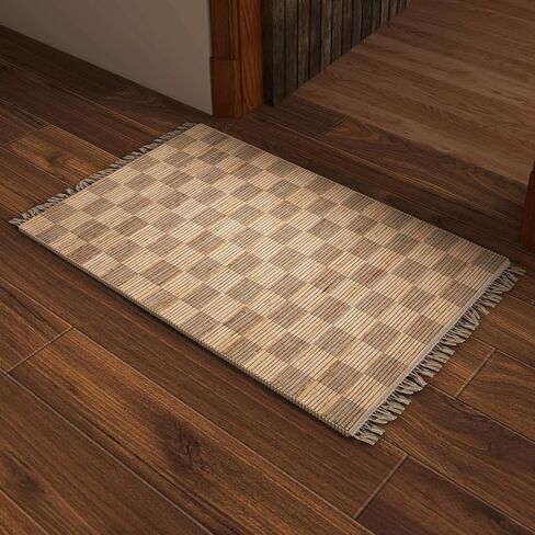 Eco Crave Handmade Jute Entryway Rug 2x3 ft – Brown & Black Leher Pattern Welcome Mat, Natural Hand-Woven Low Pile Non-Slip Doormat for Indoor Outdoor, Farmhouse Boho Area Rug, 24x36 Inches in Saudi Arabia