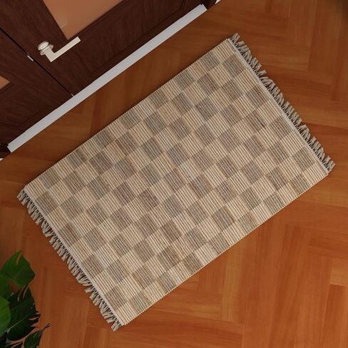 Eco Crave Handmade Jute Entryway Rug 2x3 ft – Brown & Black Leher Pattern Welcome Mat, Natural Hand-Woven Low Pile Non-Slip Doormat for Indoor Outdoor, Farmhouse Boho Area Rug, 24x36 Inches in Saudi Arabia