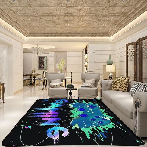 LUCKY&DONG Anime Gamer Rugs for Bedroom Boys Teens Printed Game Gamepad Carpets Living Room Mat Home Decor Non-Slip Crystal Floor Polyester Gamer Decor Doormats 17.5x31.5in in Saudi Arabia