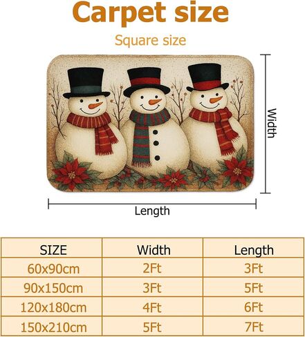Snow Man Area Rug, Christmas Festive Scarf Hat Christmas Red Low Pile Foam Indoor Doormat Accents Rug Non Shedding Entryway Bathroom Kitchen Doorway Decor 2' X 3' in Saudi Arabia