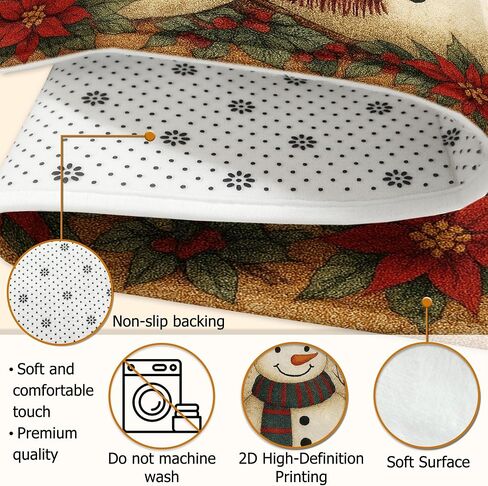 Snow Man Area Rug, Christmas Festive Scarf Hat Christmas Red Low Pile Foam Indoor Doormat Accents Rug Non Shedding Entryway Bathroom Kitchen Doorway Decor 2' X 3' in Saudi Arabia