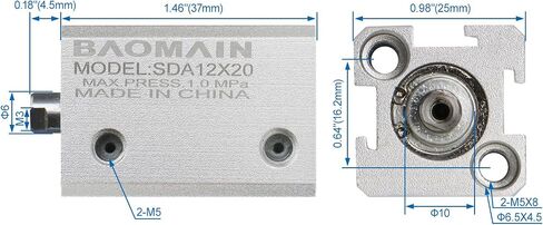 Baomain Compact Thin Air Cylinder SDA 50x15 50mm Bore 15mm Stroke PT1/4 port in Saudi Arabia