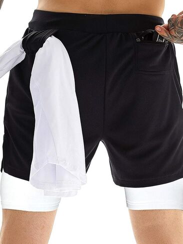 Mens Athletic Shorts 2-in-1 Gym Workout Running 7'' Shorts with Towel Loop in Saudi Arabia