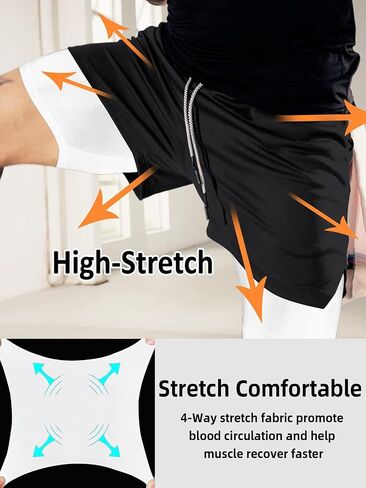 Mens Athletic Shorts 2-in-1 Gym Workout Running 7'' Shorts with Towel Loop in Saudi Arabia