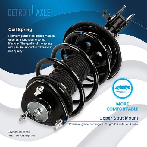Detroit Axle - Front Left Strut for 2006-2014 Honda Ridgeline, Driver Side Strut w/Coil Spring 2007 2008 2009 2010 2011 2012 2013 Replacement Suspension Quick Install Ready Strut Shock Assembly in Kuwait
