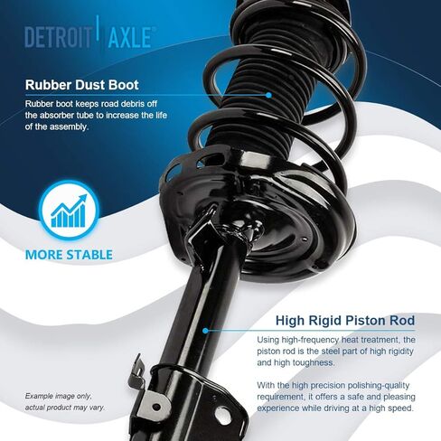 Detroit Axle - Front Left Strut for 2006-2014 Honda Ridgeline, Driver Side Strut w/Coil Spring 2007 2008 2009 2010 2011 2012 2013 Replacement Suspension Quick Install Ready Strut Shock Assembly in Kuwait