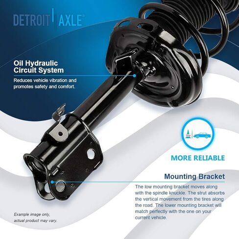 Detroit Axle - Front Left Strut for 2006-2014 Honda Ridgeline, Driver Side Strut w/Coil Spring 2007 2008 2009 2010 2011 2012 2013 Replacement Suspension Quick Install Ready Strut Shock Assembly in Kuwait