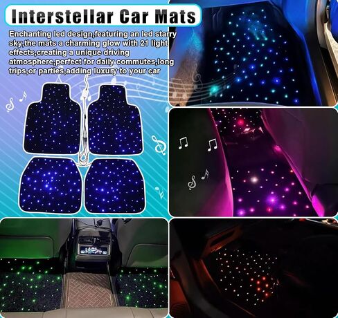 Starlight Floor Mats for Car, LED Car Mats, Starry Sky Design Luminous Carpet, Universal Fit Anti-Slip Waterproof Starlight Mats for Cars, SUVs, Trucks(USB Cable) in Saudi Arabia