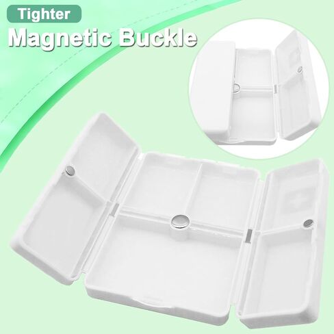 Daily Magnetic Pill Box Organizer, 7 Tray Travel Size Medicine Case Container, Cute Small Pocket Pill Dispenser Capsule Reminder Tracker for Medication, Fish Oil, Supplement, Tablets, Pink in Kuwait