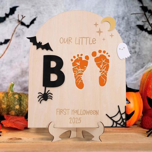 DIY Halloween Footprint or Handprint Sign/Newborn Infant Keepsake/Our Little Boo/Baby 's 1st Halloween Keepsake/Trick or Treat/2025/First Hallooween Footprint/Milestone Photo Prop Decoration in Saudi Arabia