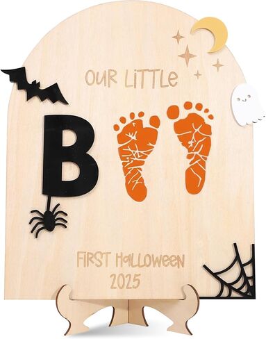 DIY Halloween Footprint or Handprint Sign/Newborn Infant Keepsake/Our Little Boo/Baby 's 1st Halloween Keepsake/Trick or Treat/2025/First Hallooween Footprint/Milestone Photo Prop Decoration in Saudi Arabia