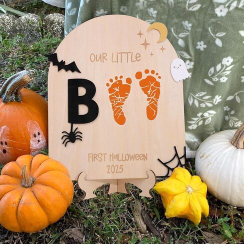 DIY Halloween Footprint or Handprint Sign/Newborn Infant Keepsake/Our Little Boo/Baby 's 1st Halloween Keepsake/Trick or Treat/2025/First Hallooween Footprint/Milestone Photo Prop Decoration in Saudi Arabia