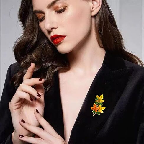 Thanksgiving Brooch Pin for Women Autumn Yellow Orange Red Fall Leaves Brooch Pin Thanksgiving Jewelry Accessory Gifts Decoration in Saudi Arabia