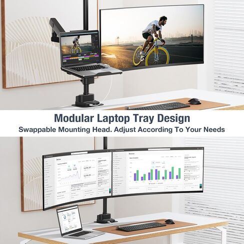 جهاز كمبيوتر محمول AVLT و 40 بوصة شاشة القطب أعلى القطب مع USB-C USB-A المنافذ-المتوافقة مع VESA ، ويدعم 26.4 رطلا (12 كجم) ، وملاءمة الشاشة الفائقة ، والارتفاع القابل للتعديل ، دوارة الإمالة ، إدارة الكابلات in Saudi Arabia
