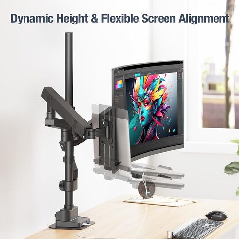 جهاز كمبيوتر محمول AVLT و 40 بوصة شاشة القطب أعلى القطب مع USB-C USB-A المنافذ-المتوافقة مع VESA ، ويدعم 26.4 رطلا (12 كجم) ، وملاءمة الشاشة الفائقة ، والارتفاع القابل للتعديل ، دوارة الإمالة ، إدارة الكابلات in Saudi Arabia
