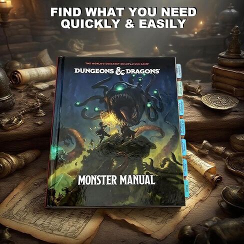 Index Tabs for D&D 2024 Player's Handbook (Book not Included), 56 D&D Core Rulebook Color Coded Clear PVC Laminated Tabs, Double-Sided Content Design & Durable Repositionable Tabs in Kuwait