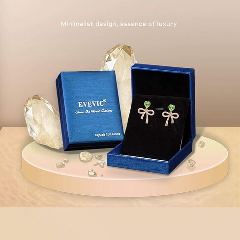 Austrian Crystal Heart Ribbon Bow Dangle Drop Earrings for Women 14K Gold Plated Hypoallergenic Jewelry in Kuwait