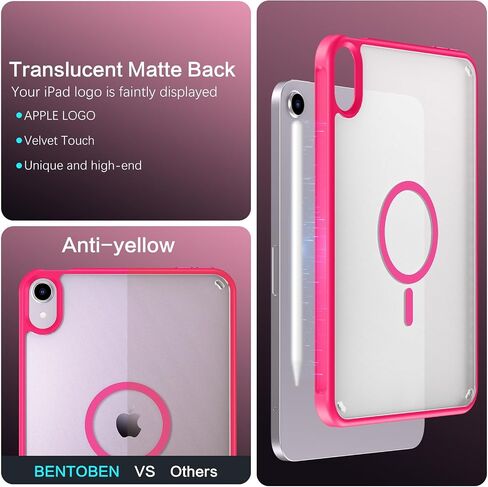 حالة Bentoben for iPad Mini7 (A17 Pro) ، و iPad Mini 7th Generation Magnetic Case (2024/2021) ، وغطاء صدمة غير لامع وغطاء للأسفل لـ iPad mini7/mini6 8.3 "، خارج الأبيض in Kuwait