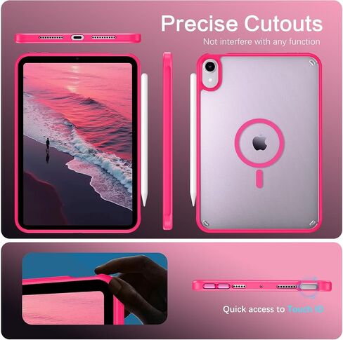 حالة Bentoben for iPad Mini7 (A17 Pro) ، و iPad Mini 7th Generation Magnetic Case (2024/2021) ، وغطاء صدمة غير لامع وغطاء للأسفل لـ iPad mini7/mini6 8.3 "، خارج الأبيض in Kuwait
