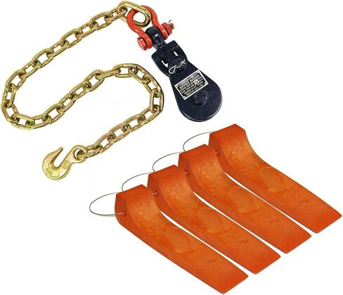 Mytee Products Tow Truck Kit - (1) 2 Ton 3" Snatch Block w/Chain & (4) Tire Skates for Tow Truck Safety Orange - Flatbed Tow Truck Rollback Wrecker Car Carrier Cable in Saudi Arabia