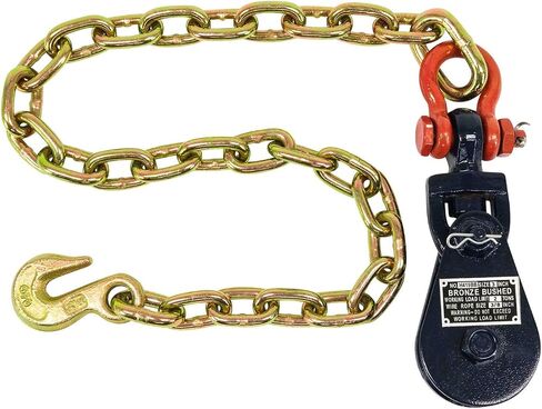 Mytee Products Tow Truck Kit - (1) 2 Ton 3" Snatch Block w/Chain & (4) Tire Skates for Tow Truck Safety Orange - Flatbed Tow Truck Rollback Wrecker Car Carrier Cable in Saudi Arabia