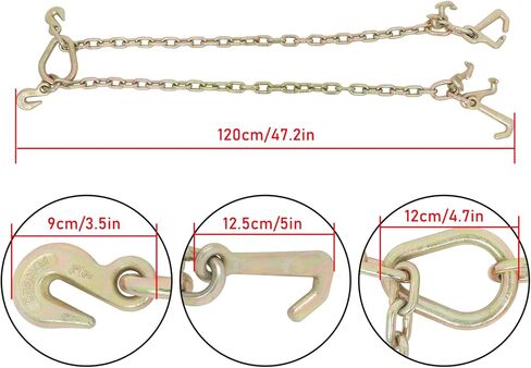 munirater 5/16in 3 FT 5400LBS Tow Chain Grade 70 V - Bridle Chain with RJT Cluster Hooks Replacement for Tow Truck Winch Cable Pull Wrecker Recovery Grab in Saudi Arabia