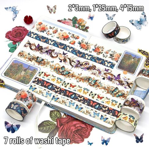 Glitter Washi Tape Set - 14 Rolls Gold Sparkle Adhesive Masking Tapes, 3cm/2cm/1.5cm Wide Butterfly Washi Tapes for Scrapbooking, Bullet Journaling, DIY Crafts, New Year Decor (Fairy & Cat Themes) in Saudi Arabia