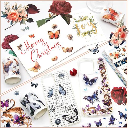 Glitter Washi Tape Set - 14 Rolls Gold Sparkle Adhesive Masking Tapes, 3cm/2cm/1.5cm Wide Butterfly Washi Tapes for Scrapbooking, Bullet Journaling, DIY Crafts, New Year Decor (Fairy & Cat Themes) in Saudi Arabia